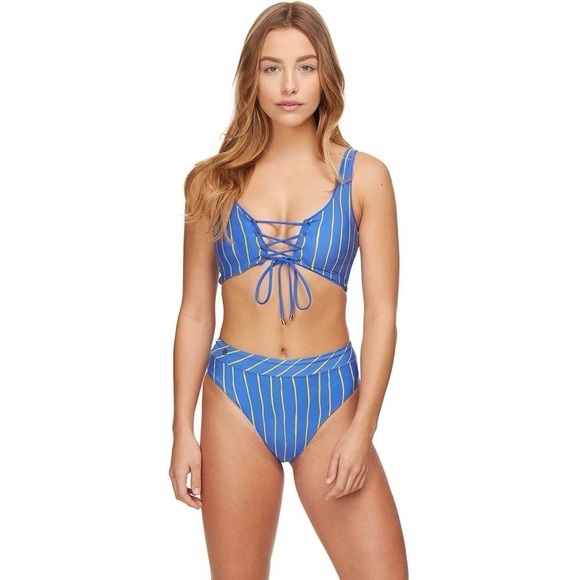 New! Maaji lorelai Suzy q striped high waisted bikini bottoms 12947 - Picture 3 of 9